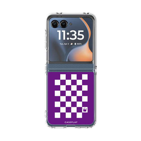 クリアケース［ Racing checkered flag Purple - レーシングチェッカーフラッグ パープル ］