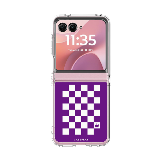 クリアケース［ Racing checkered flag Purple - レーシングチェッカーフラッグ パープル ］