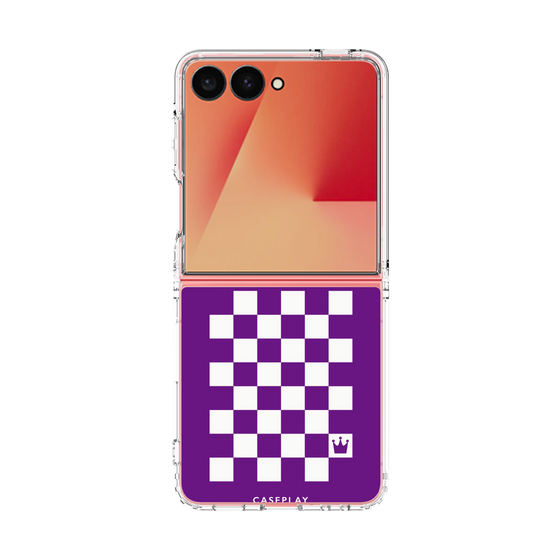 クリアケース［ Racing checkered flag Purple - レーシングチェッカーフラッグ パープル ］