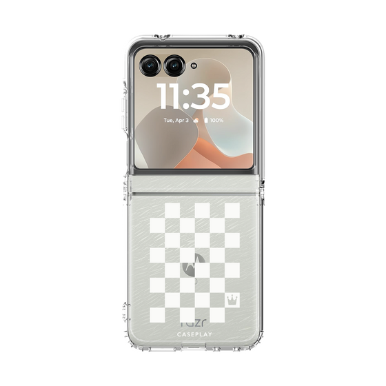 クリアケース［ Racing checkered flag White - レーシングチェッカーフラッグ ホワイト ］