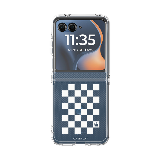 クリアケース［ Racing checkered flag White - レーシングチェッカーフラッグ ホワイト ］