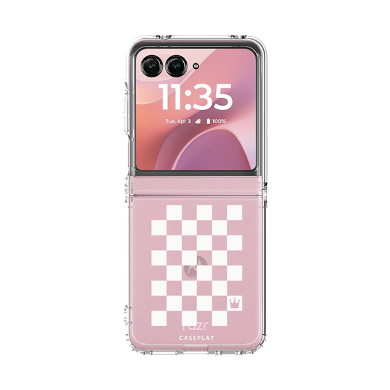 クリアケース［ Racing checkered flag White - レーシングチェッカーフラッグ ホワイト ］