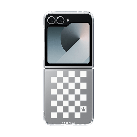 クリアケース［ Racing checkered flag White - レーシングチェッカーフラッグ ホワイト ］