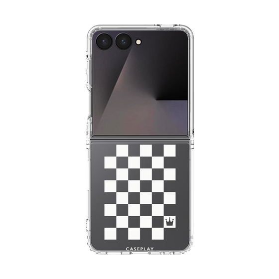 クリアケース［ Racing checkered flag White - レーシングチェッカーフラッグ ホワイト ］