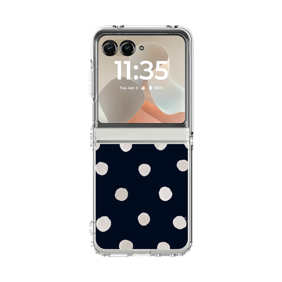 クリアケース［ 水彩ドット・レトロカラー - Navy ］