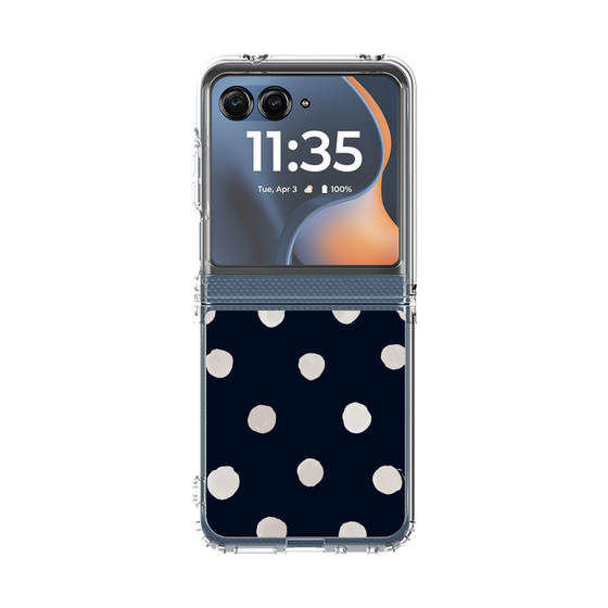 クリアケース［ 水彩ドット・レトロカラー - Navy ］