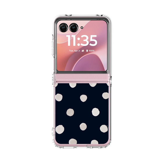 クリアケース［ 水彩ドット・レトロカラー - Navy ］