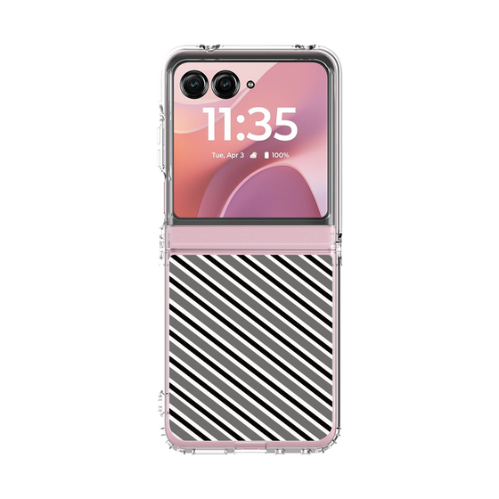 クリアケース［ Small Stripe - Gray × Black ］