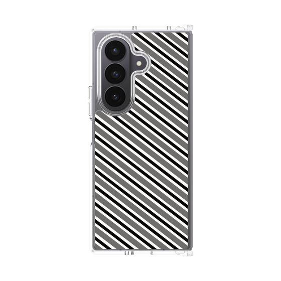 クリアケース［ Small Stripe - Gray × Black ］