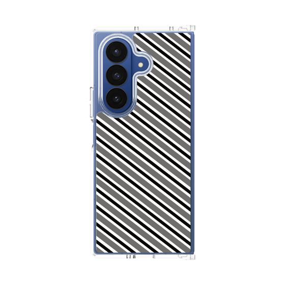 クリアケース［ Small Stripe - Gray × Black ］