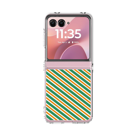 クリアケース［ Small Stripe - Green × Orange ］