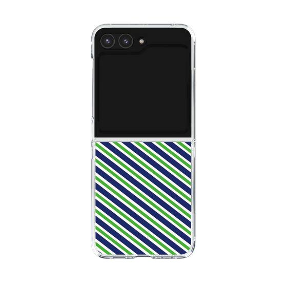 クリアケース［ Small Stripe - Navy × Green ］