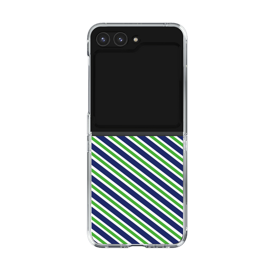 クリアケース［ Small Stripe - Navy × Green ］