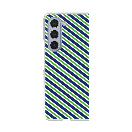 クリアケース［ Small Stripe - Navy × Green ］