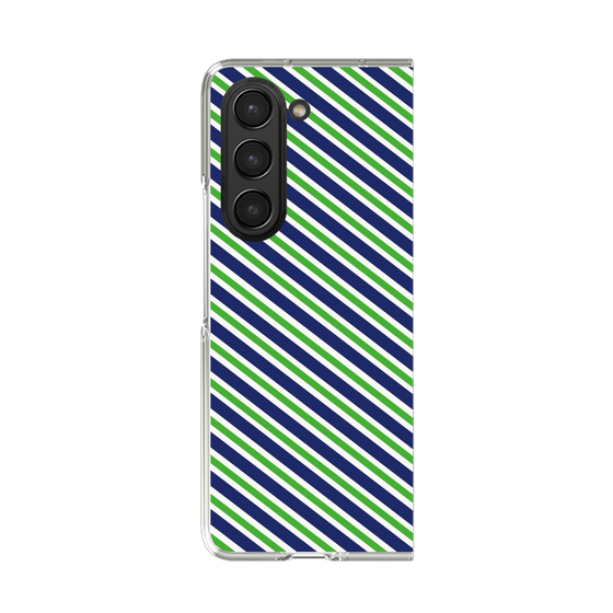 クリアケース［ Small Stripe - Navy × Green ］