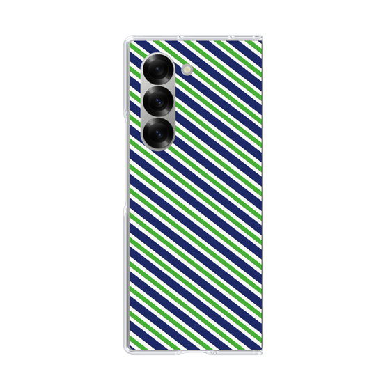 クリアケース［ Small Stripe - Navy × Green ］