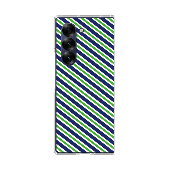 クリアケース［ Small Stripe - Navy × Green ］