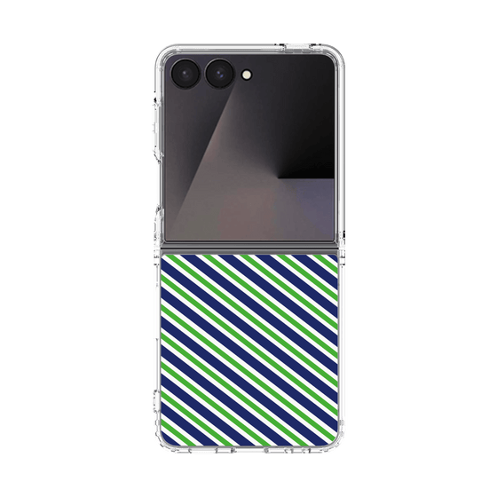 クリアケース［ Small Stripe - Navy × Green ］