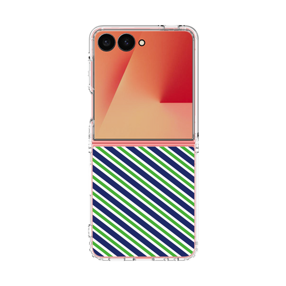 クリアケース［ Small Stripe - Navy × Green ］