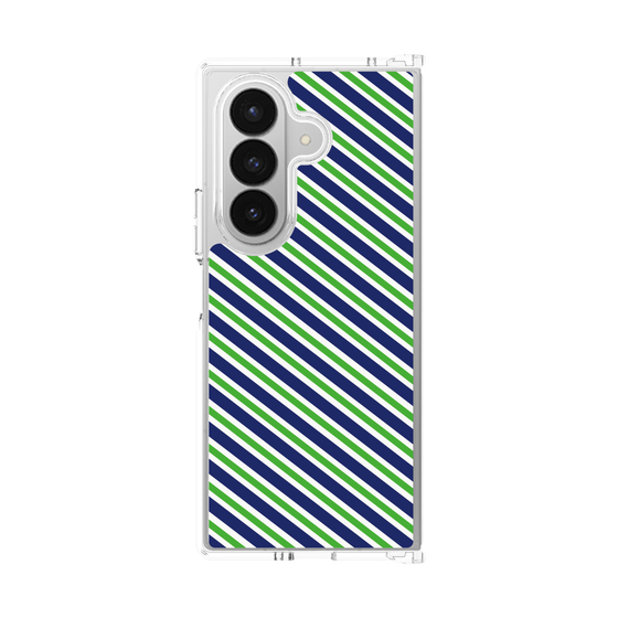 クリアケース［ Small Stripe - Navy × Green ］