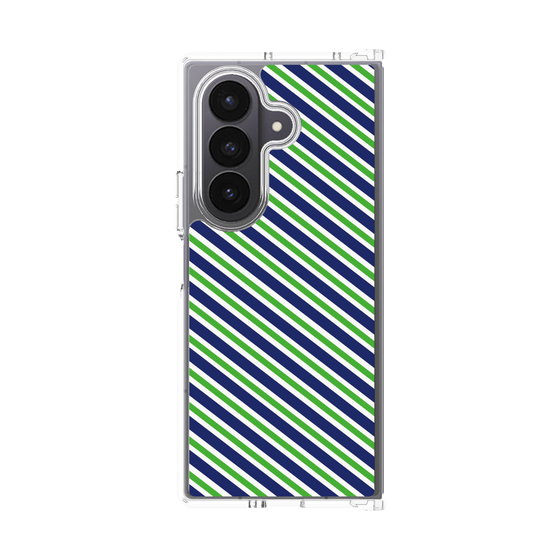 クリアケース［ Small Stripe - Navy × Green ］