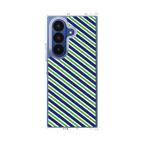 クリアケース［ Small Stripe - Navy × Green ］