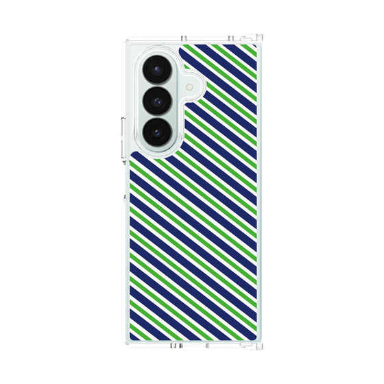 クリアケース［ Small Stripe - Navy × Green ］