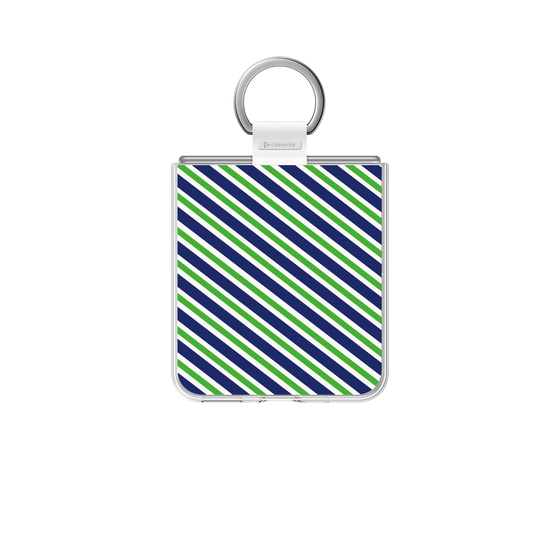 クリアケース［ Small Stripe - Navy × Green ］