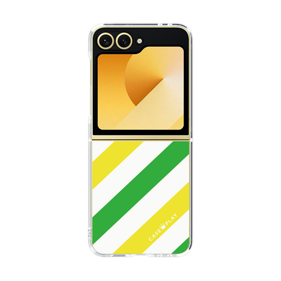 クリアケース［ Big Stripe - Green × Yellow ］