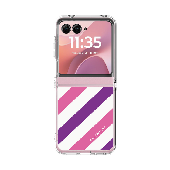 クリアケース［ Big Stripe - Purple × Pink ］