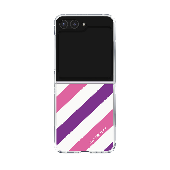 クリアケース［ Big Stripe - Purple × Pink ］
