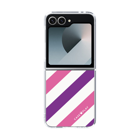 クリアケース［ Big Stripe - Purple × Pink ］
