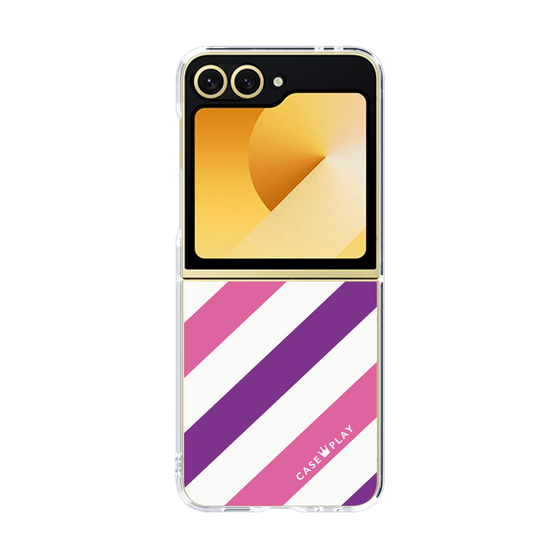 クリアケース［ Big Stripe - Purple × Pink ］
