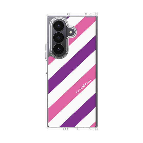 クリアケース［ Big Stripe - Purple × Pink ］