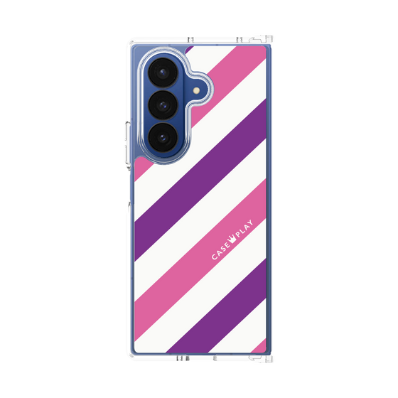 クリアケース［ Big Stripe - Purple × Pink ］
