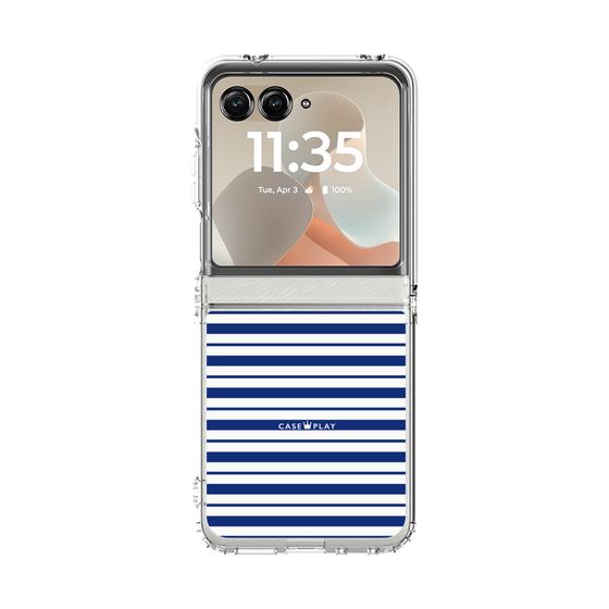 クリアケース［ Small Border - Navy ］