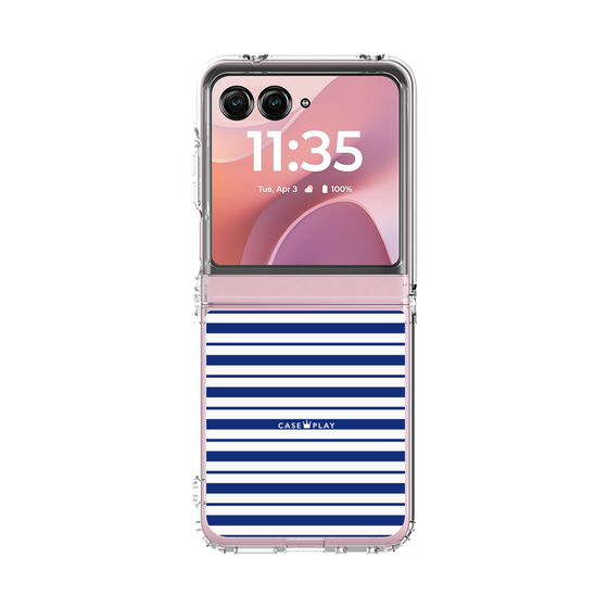 クリアケース［ Small Border - Navy ］