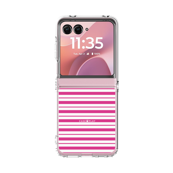 クリアケース［ Small Border - Pink ］