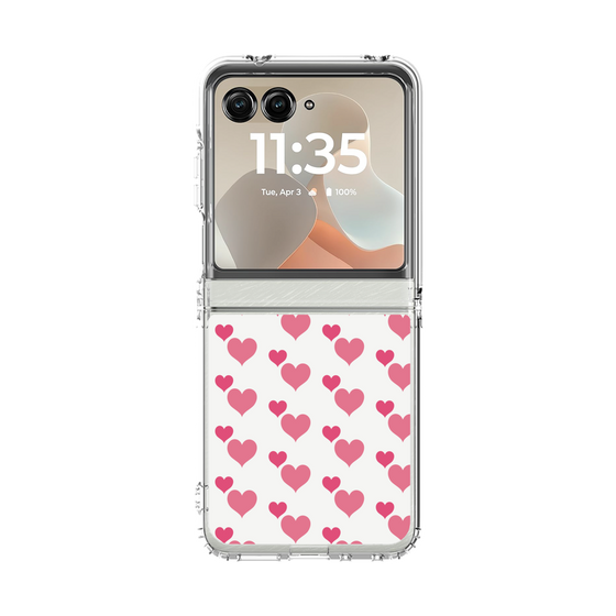 クリアケース［ Stripe Hearts - Pink ］