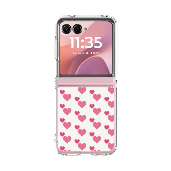 クリアケース［ Stripe Hearts - Pink ］