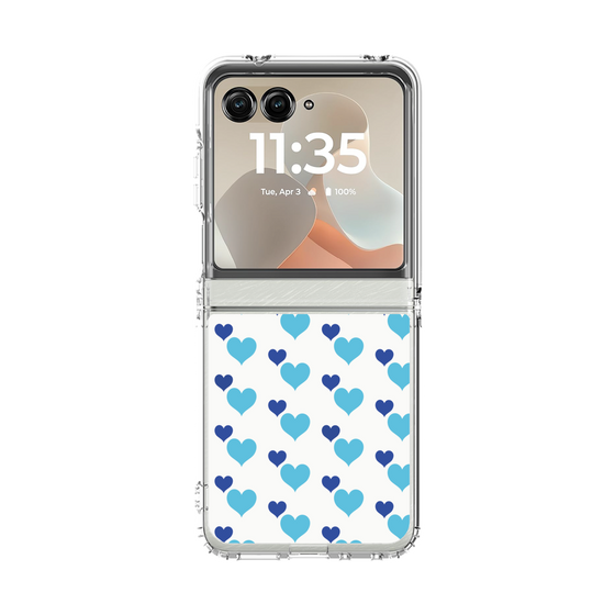 クリアケース［ Stripe Hearts - Blue ］