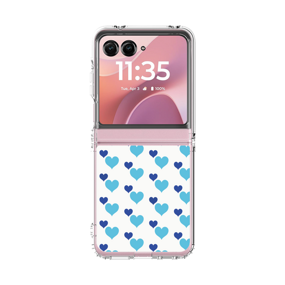 クリアケース［ Stripe Hearts - Blue ］