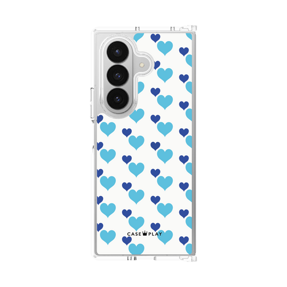 クリアケース［ Stripe Hearts - Blue ］