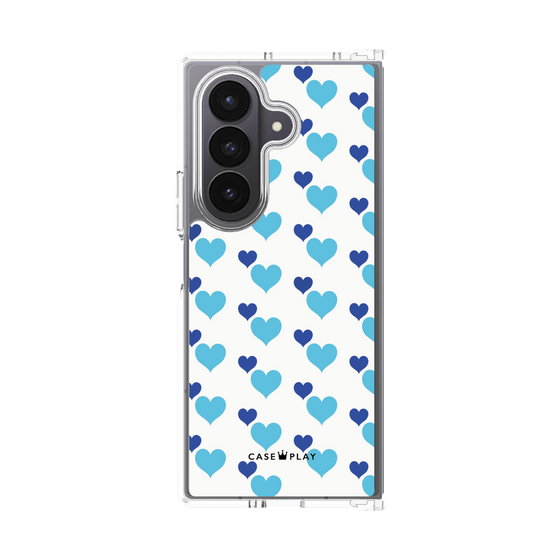 クリアケース［ Stripe Hearts - Blue ］