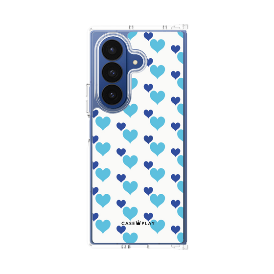 クリアケース［ Stripe Hearts - Blue ］