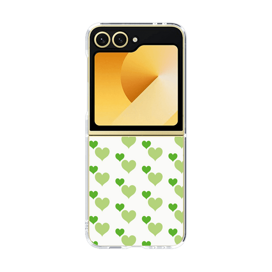 クリアケース［ Stripe Hearts - Green ］