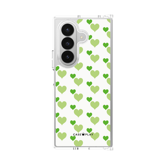 クリアケース［ Stripe Hearts - Green ］