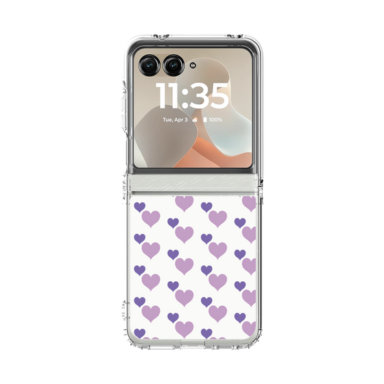 クリアケース［ Stripe Hearts - Purple ］