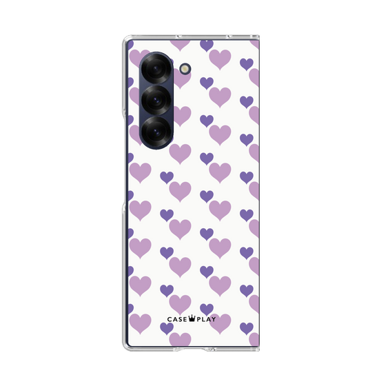 クリアケース［ Stripe Hearts - Purple ］