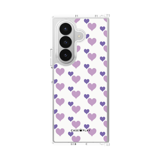 クリアケース［ Stripe Hearts - Purple ］
